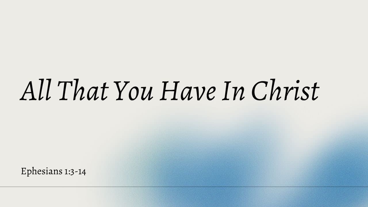 All That You Have In Christ (Ephesians 1:3-14)